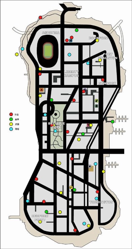 psp《侠盗猎车手:自由都市的故事》地图一览 